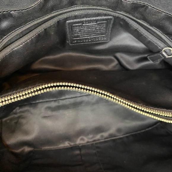 Coach Penelope Op Art Signature Leather Shoulder Handbag in black and white - Picture 9 of 12